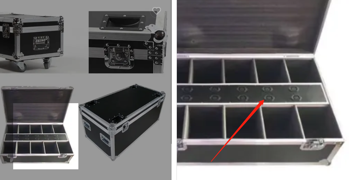 road case for battery uplight with charging socket inside